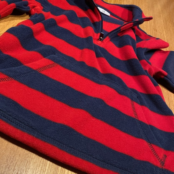 Hanna Anderson 1/4 Zip Red Blue Striped Fleece Sz 100 or US 5 EUC - Picture 5 of 9